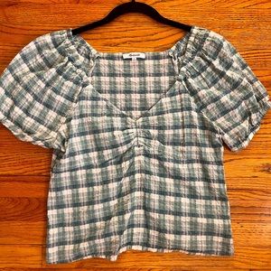 Madewell Plaid Puff Sleeve Top